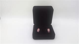 Pink Sapphire Gold-Stone Earrings 14K Yellow Gold 2.52g